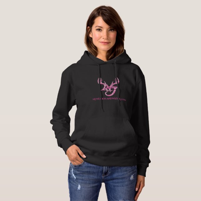 Der Hoodie der Frauen mit rosa Logo auf Front (Vorne ganz)