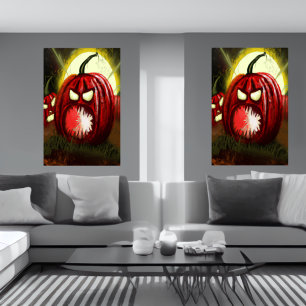 Der Horror des Pumpkins AI Art Poster