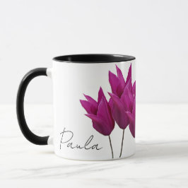 Der hübsche Rosa-Tulpen-Blumen-Name Paula Tasse
