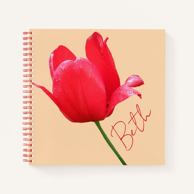 Der hübsche rote Tulpe-Blütenspass Beth - individu Notizbuch (Vorderseite)