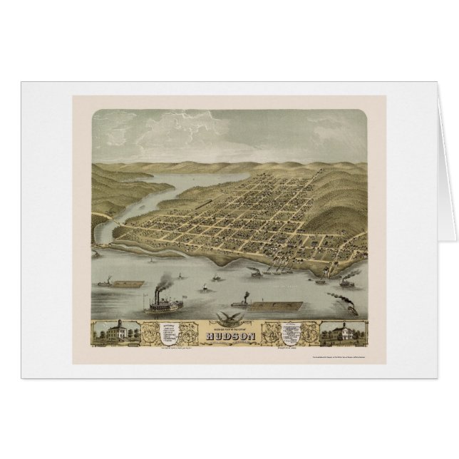 Der Hudson, panoramische Karte WI - 1870 (Vorderseite (Horizontal))