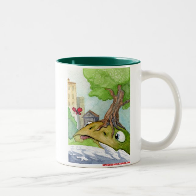 Der Hügel-Frosch und der Schmetterling Zweifarbige Tasse (Rechts)