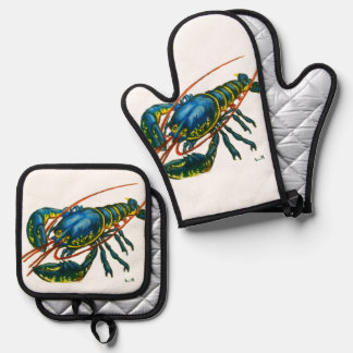 Der Hummer Ofenhandschuh & Topflappen-Set