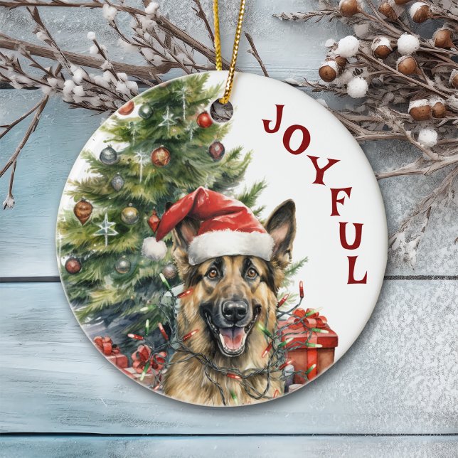 Der Hund der Deutschen Schäferhunde ist in Weihnac Keramik Ornament (Von Creator hochgeladen)