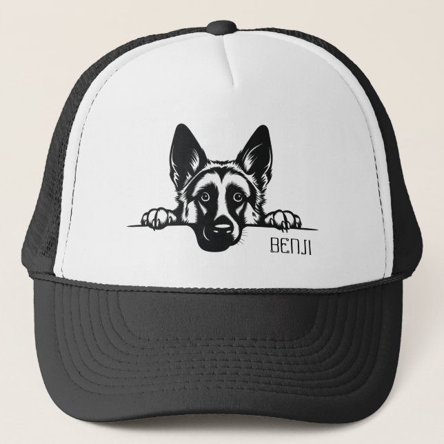 Der Hund der deutschen Schäferhunde pinkelt. Perso Truckerkappe (Vorderseite)