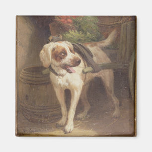 Der Hund des Lebensmittelhändlers (Öl auf Platte Magnet