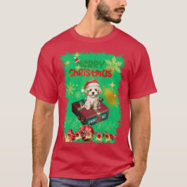 Der Hund des Weihnachtsmanns sitzt, um das Geschen T-Shirt