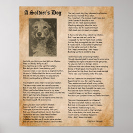 Der Hund eines Soldaten, der ein Kriegsgedicht Ins Poster