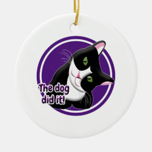 Der Hund hat es Cat gemacht Keramik Ornament
