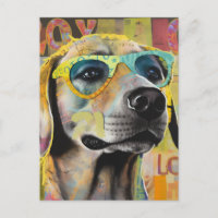 Der Hund in der Brille Unique Collage Postcard