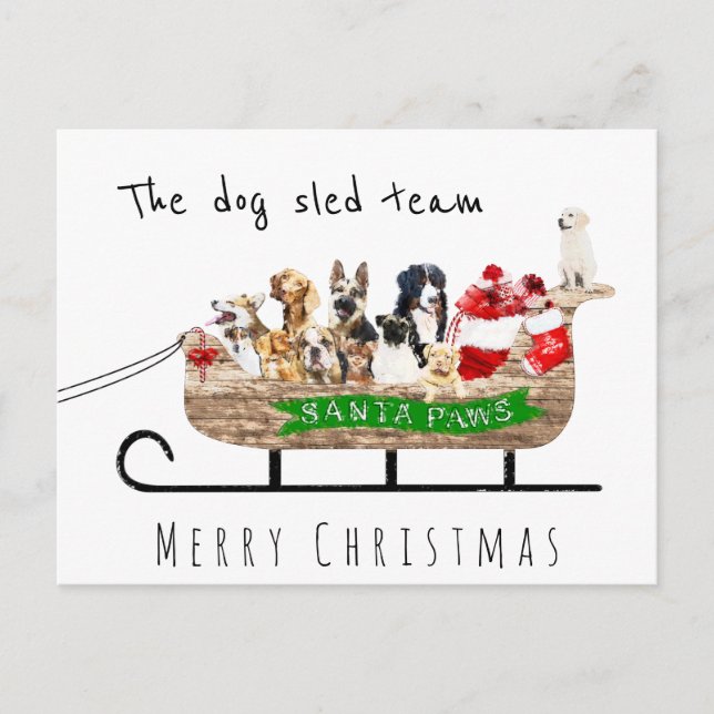 Der Hund Schlittenhund santa Schlitten fröhliche W Postkarte (Vorderseite)