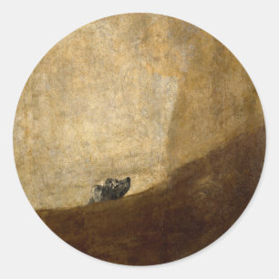 Der Hund (schwarze Malereien) durch Francisco Goya Runder Aufkleber