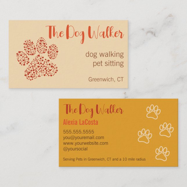 Der Hund Walker Moderne Beruflich Visitenkarte (Vorne/Hinten)
