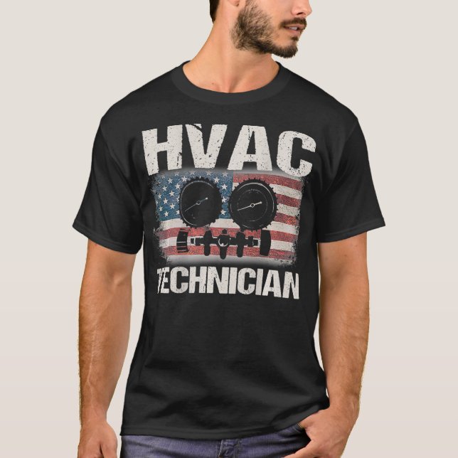 Der HVAC-Techniker gibt Design auf der Rückseite d T-Shirt (Vorderseite)