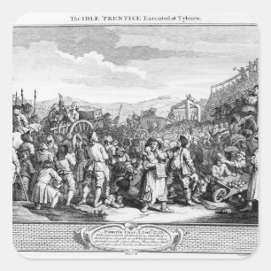 Der Idle 'Prentice bei Tyburn ausgeführt Quadratischer Aufkleber