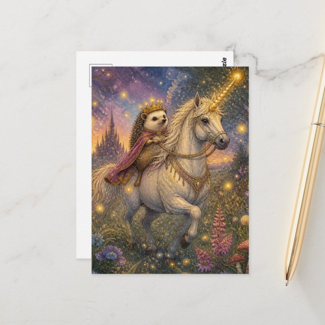 Der Igel und das Einhorn Postkarte (Vorderseite/Rückseite Beispiel)