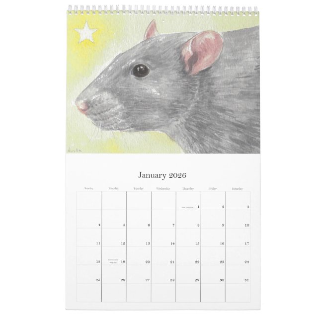 Der illustrierte Ratten-Porträt-Kalender Kalender (Jan 2026)