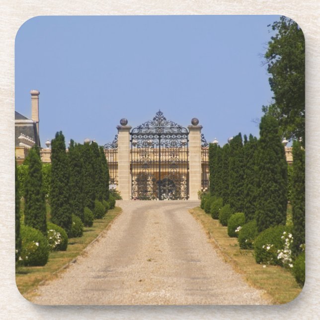 Der imposante Eingang des Chateau Haut Sarpe, Untersetzer (Vorderseite)