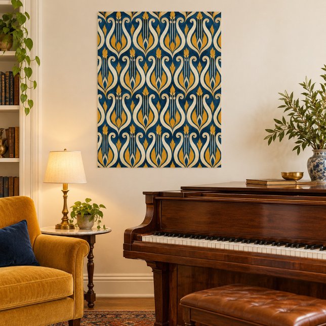Der Indigo-Lyre-Kunstprint Poster (Unframed paper art print. All texture effects are printed. Room styling props are not included.)