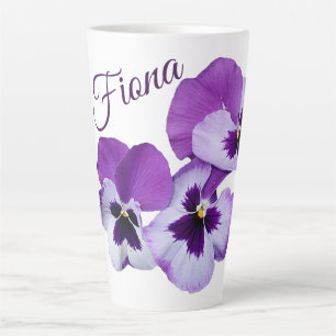 Der individuelle Name Fiona lila Pansy Blume Spaß Milchtasse