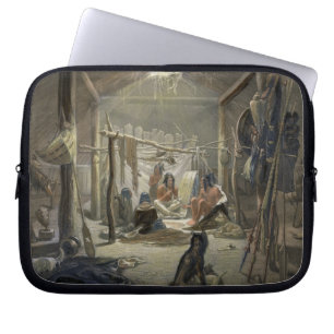 Der Innenraum einer Hütte eines Mandan Leiters, Laptopschutzhülle