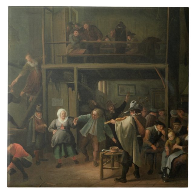 Der Innenraum einer Taverne mit einem Paar, das zu Fliese (Vorderseite)