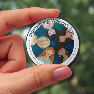 Der Internationale Frauentag in Blau Button