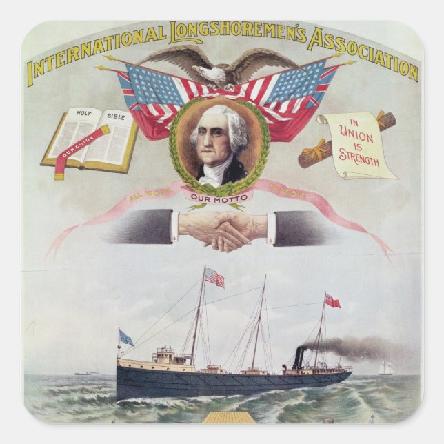 Der Internationale Longshoremen-Verband Quadratischer Aufkleber (Vorderseite)