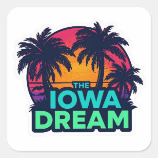 Der Iowa-Traum Amerikanischer Retro-Sommer Quadratischer Aufkleber