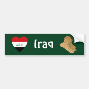 Der Irak-Flaggen-Herz + Karten-Autoaufkleber Autoaufkleber