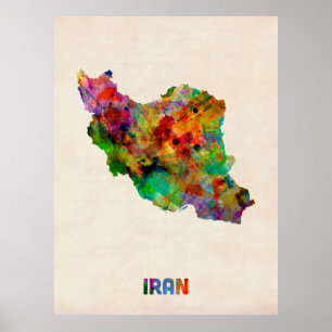 Der Iran-Aquarell-Karte Poster