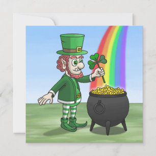 Der irische Leprechaun und der Topf voll Gold Feiertagskarte