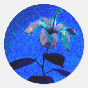 Der irrisierende Hibiskus blüht blau pink Runder Aufkleber