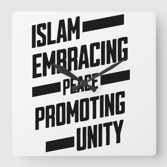 Der Islam, der Frieden fördert Einheit Quadratische Wanduhr (Vorderseite)