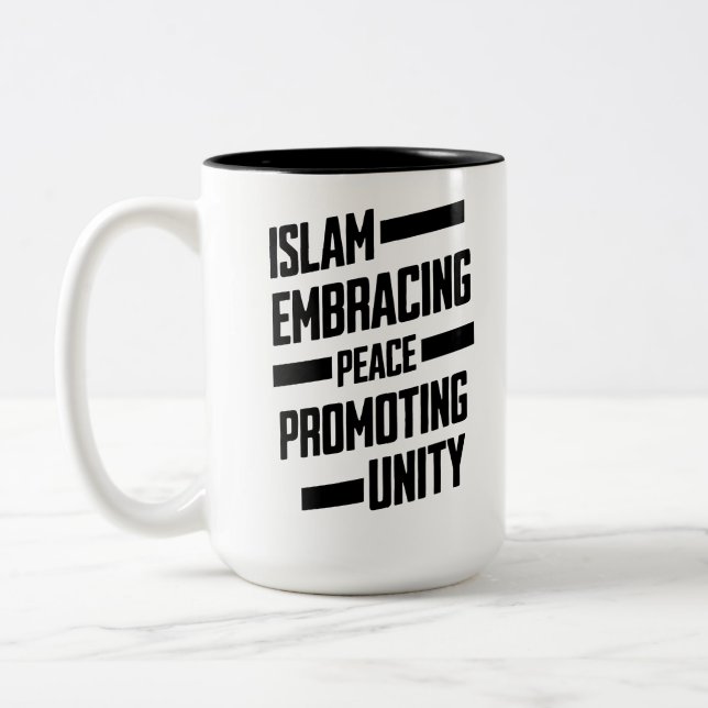Der Islam, der Frieden fördert Einheit Zweifarbige Tasse (Links)
