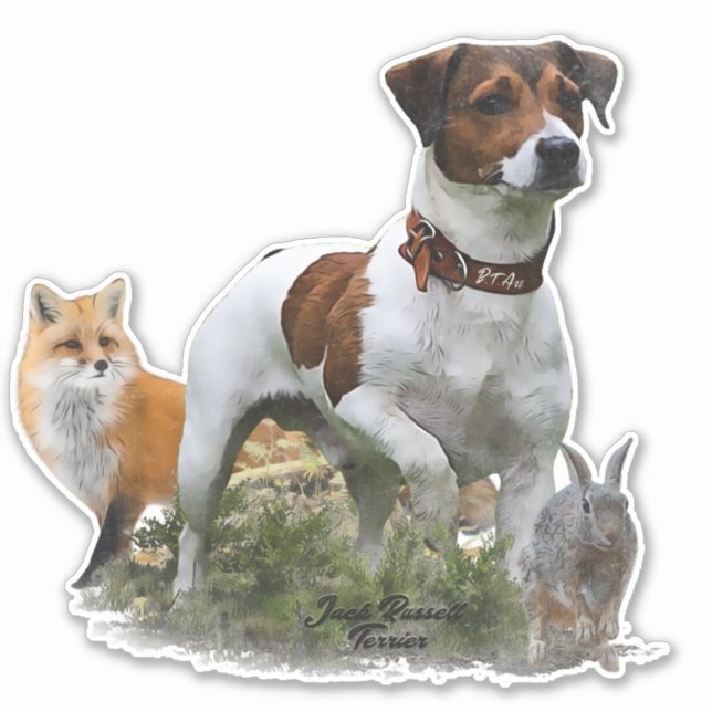 Der Jack Russell Terrier , Art Aufkleber (Vorderseite)