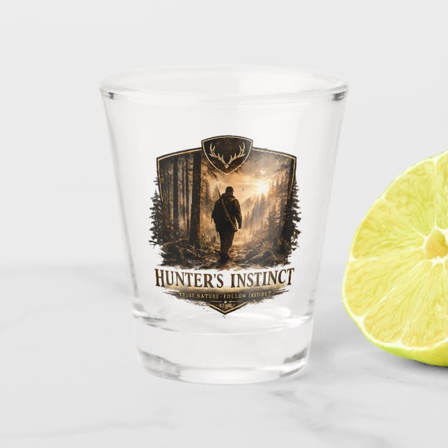 Der Jäger, In die wilde Stille  Schnapsglas (Vorderseite)
