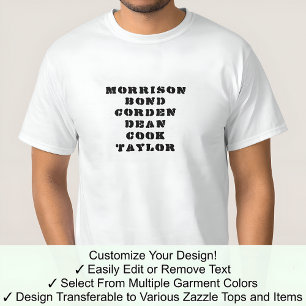 Der James Tee Custom Personalisieren Sie jeden Nam