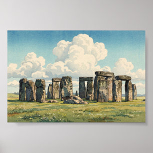 Der japanische Holzschnitt von Stonehenge Poster