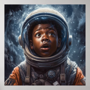 Der junge Astronaut-Explorer des Weltraums Poster