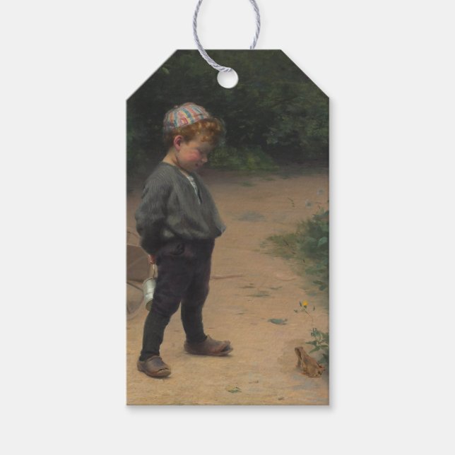 Der junge Biologe mit einem Frosch (von Paul Peel) Geschenkanhänger (Vorderseite)