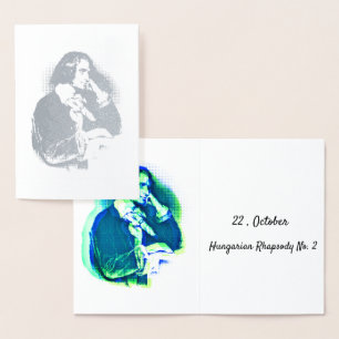 der junge Franz Liszt - Porträt in Silber Folienkarte