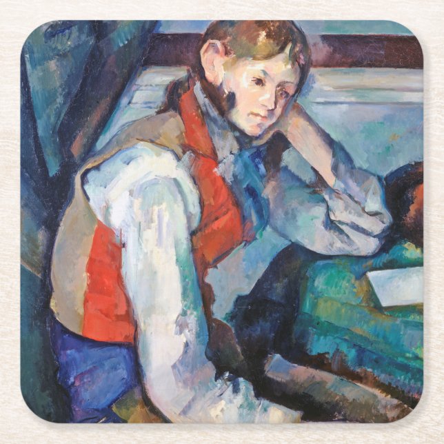 Der Junge im Roten Westen, Cezanne Rechteckiger Pappuntersetzer (Vorderseite)