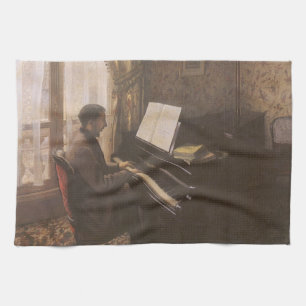 Der junge Mann spielt Klavier von Gustave Caillebo Geschirrtuch
