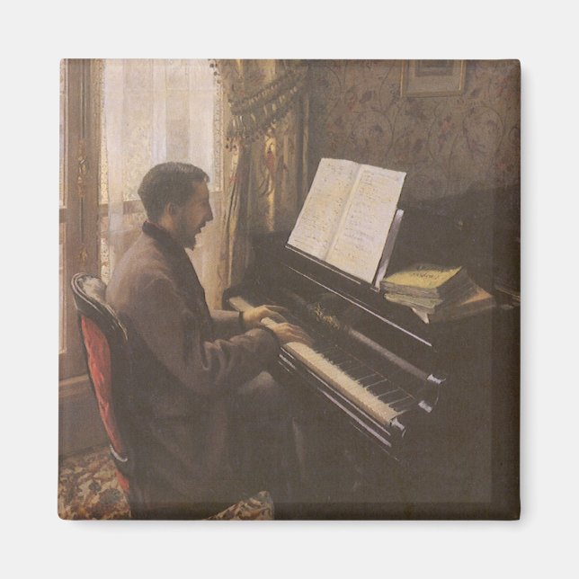 Der junge Mann spielt Klavier von Gustave Caillebo Magnet (Vorne)
