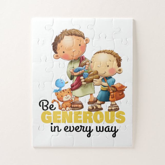 Der Junge mit 5 Lieben und 2 Fischen Kinderpuzzle (Vertikal)