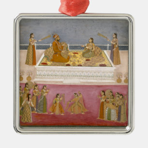 Der junge Mughal Kaiser Mohammed Shah an einem Ornament Aus Metall