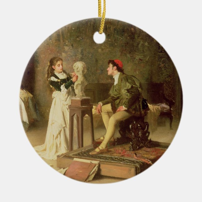 Der junge Sculptress (Öl auf Leinwand) Keramikornament (Vorne)