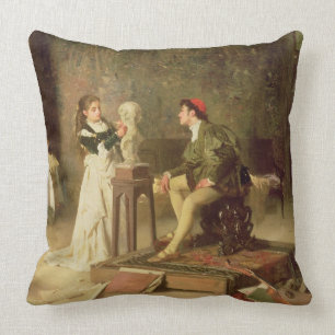 Der junge Sculptress (Öl auf Leinwand) Kissen