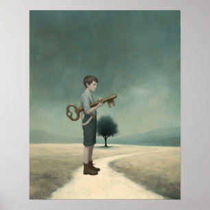 Der Junge und sein Schlüssel Surrealistische Bil Poster
